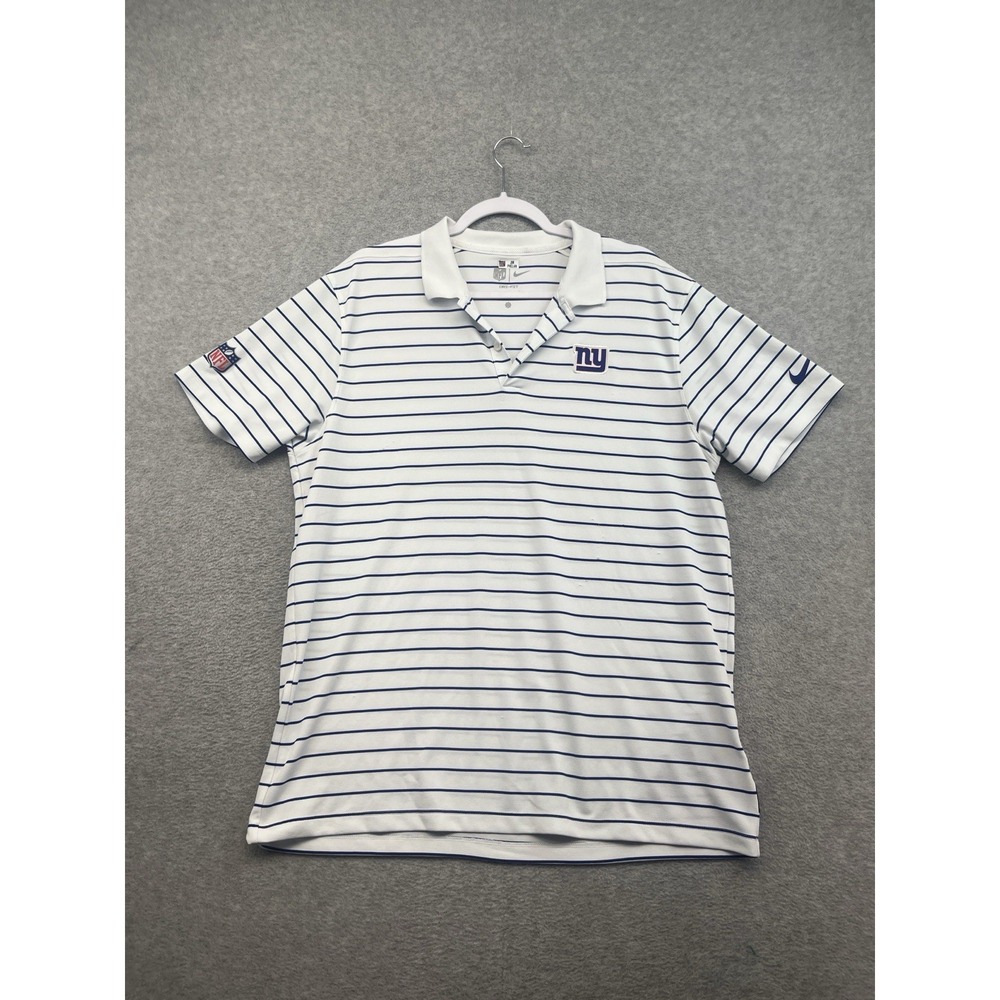 New York Giants Polo Shirt Mens L White Team Issued NFL Football Nike Dri Fit